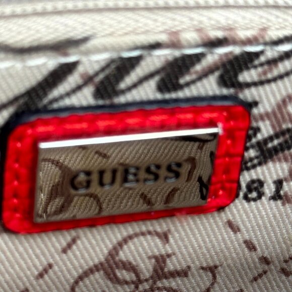 GUESS Denim Logo Wristlet Clutch + Small Pouch Set – Red Trim EUC - Picture 5 of 9